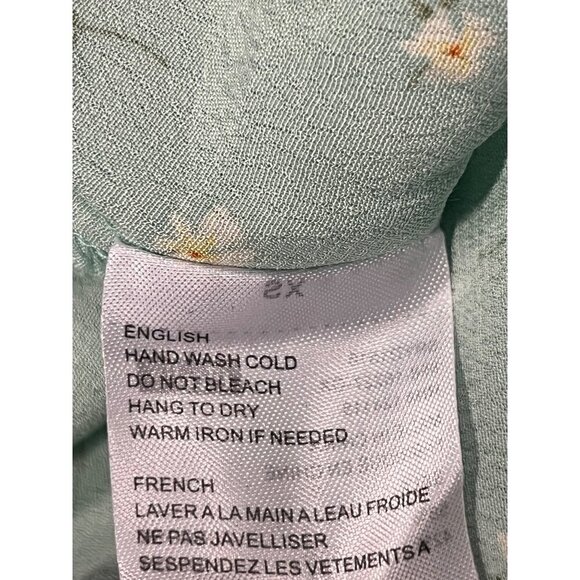 Elodie Womens Floral Button Down V-Neck Dress XS Mint Green Viscose/Rayon - Picture 10 of 11